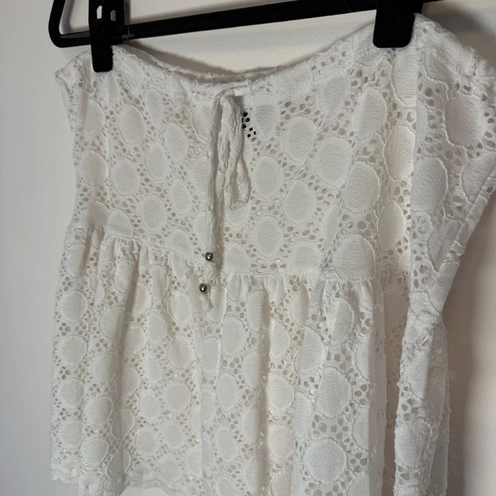 J. Valdi White Lace Drawstring Beach Skirt Size L - Picture 3 of 6